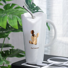 Load image into Gallery viewer, Gold Cactus Leaf Letter Ceramic Coffee Mug