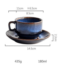 Load image into Gallery viewer, Deep Blue Ceramic Coffee Cup Saucer Set