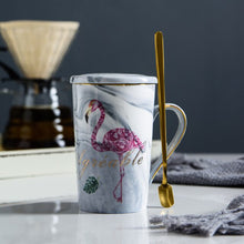 Load image into Gallery viewer, Simple Flamingo Ceramic Cup With Lid and Spoon