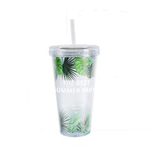 Load image into Gallery viewer, Plastic Mugs Scrub Plant Pattern Double Layer